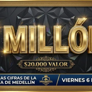 1 millón | valor 20 mil | 2 últimas cifras de la lotería de medellín | Viernes 6 de Marzo