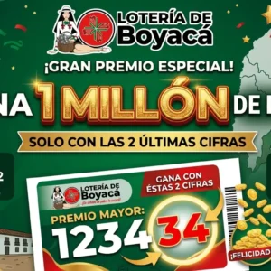 1 millón | valor 20 mil | 2 últimas cifras de la lotería de Boyacá | Sabado 2 de Abril